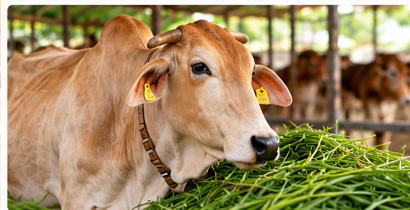 Cow being cared for