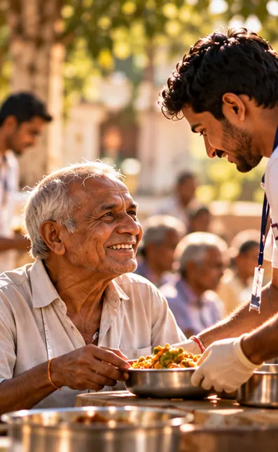 Illustration representing the warmth of food seva